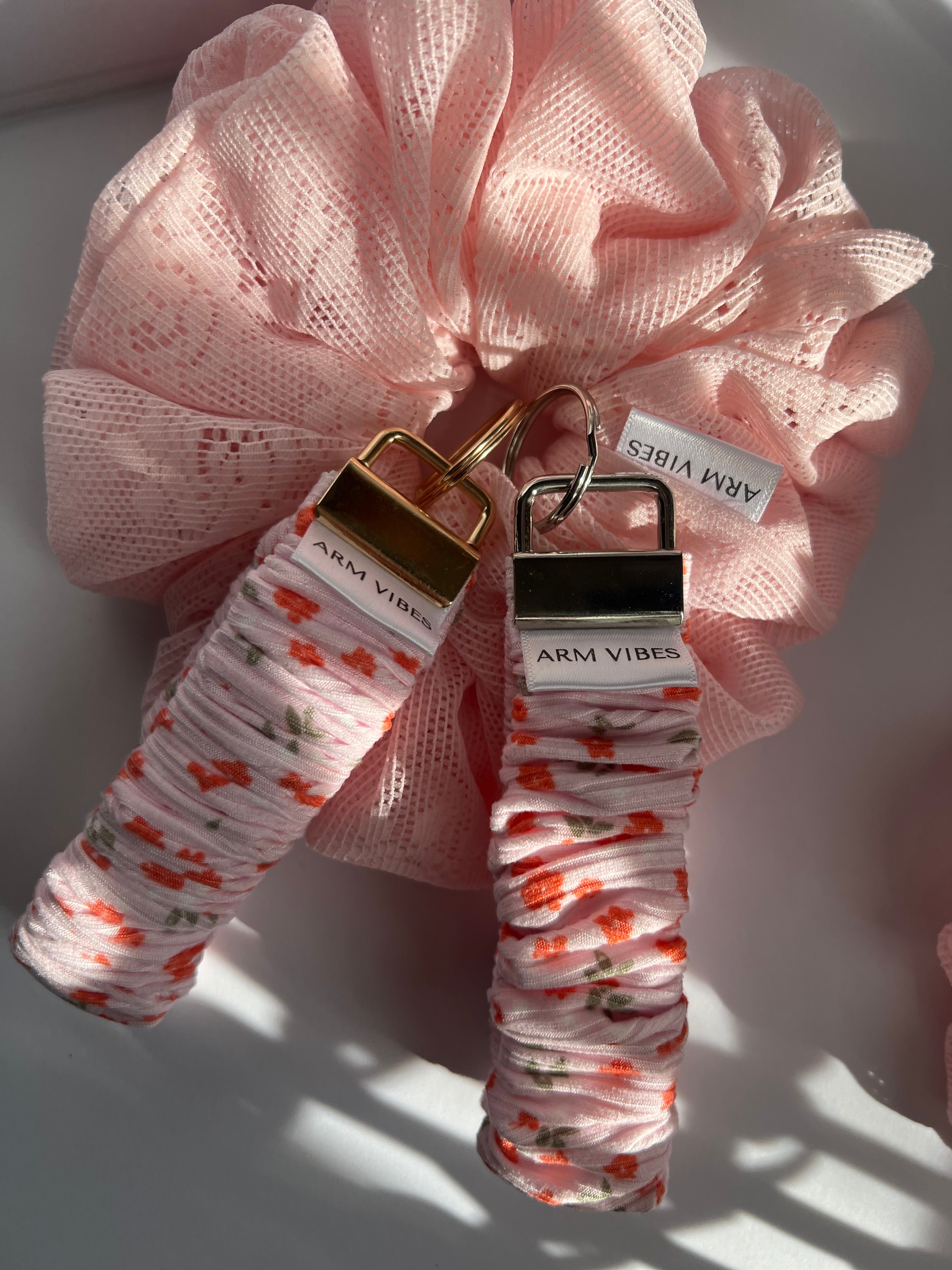 Pink Floral  Key Fob